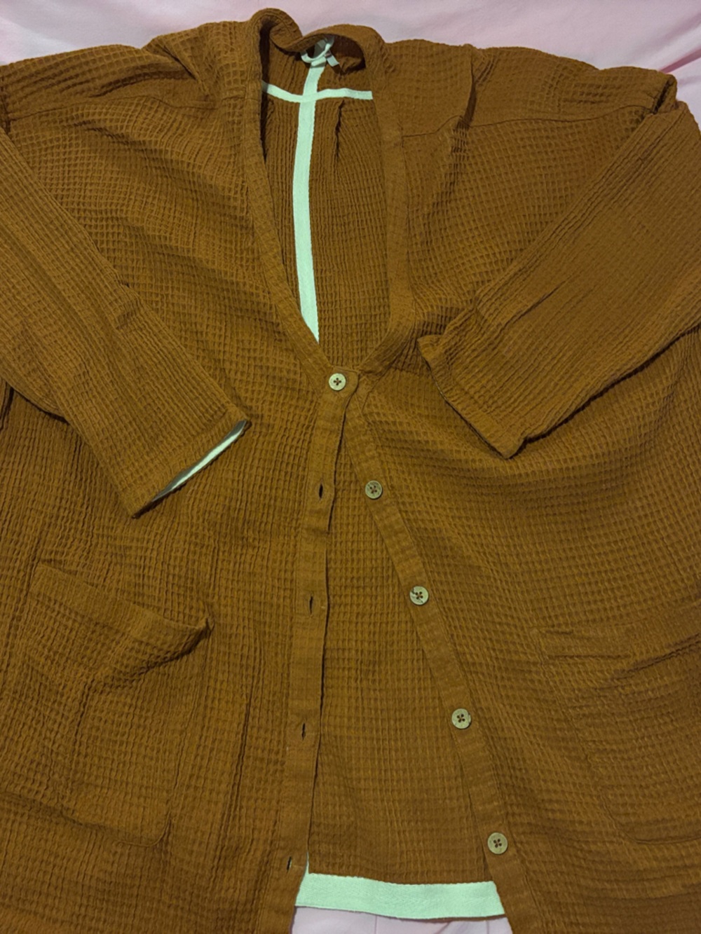 Women’s Waffle Button-Up Shirt Jacket.